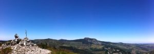 panoramic photo landscape mountain hiker