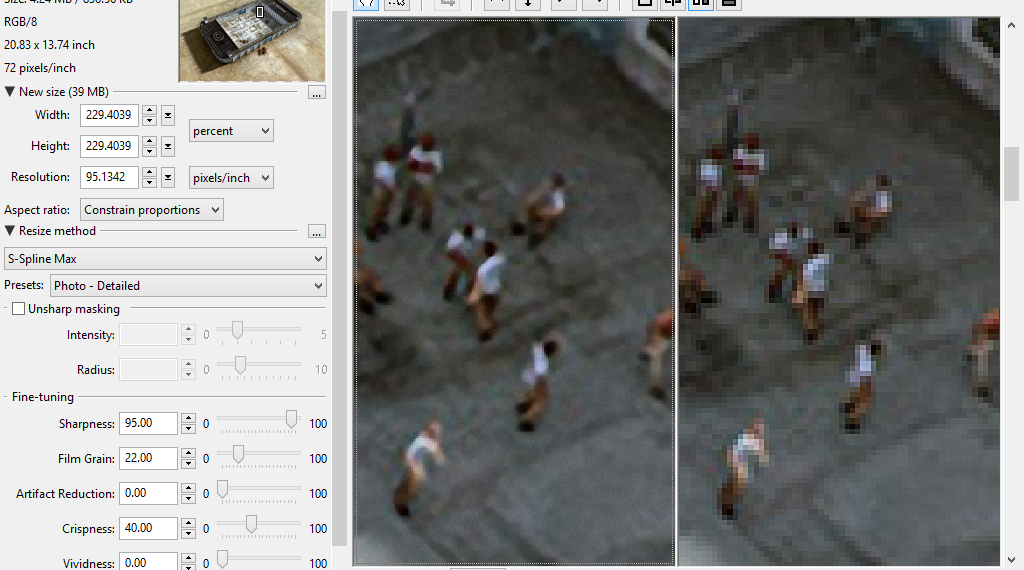 How can I increase the size of a JPEG without increasing pixels?
